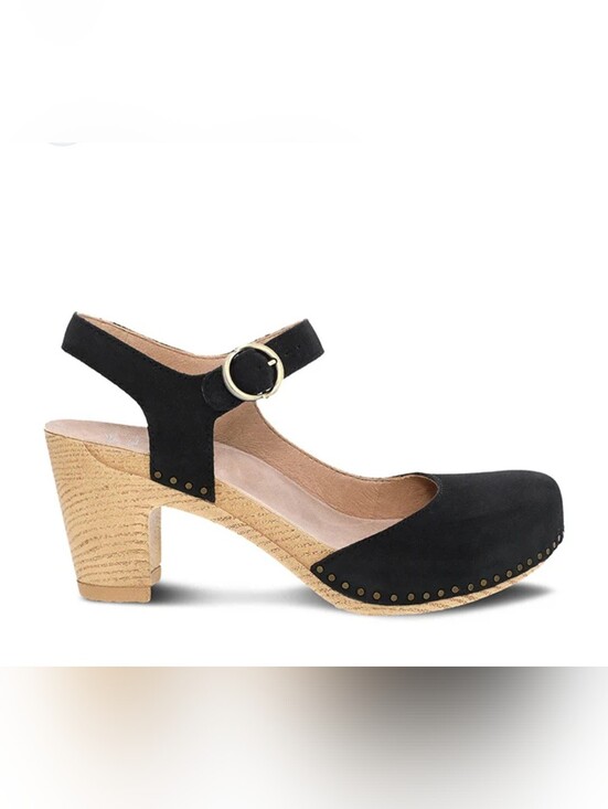 Dansko Shoes - Dansko Tatum Black Suede Mary Jane Block Heel Sandal - Sz 8 US 38 EU Display